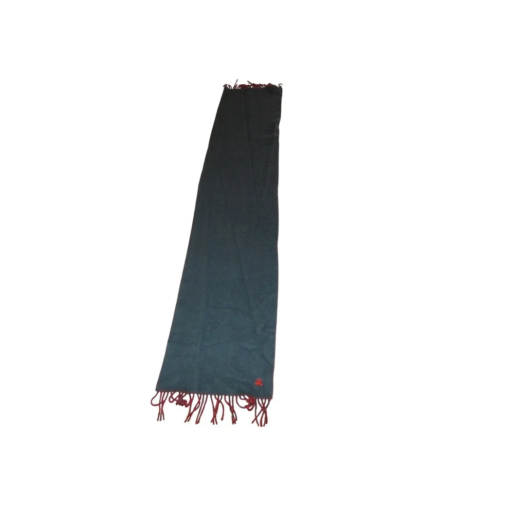 Brooks Brothers Red Charcoal Grey Reversible Wool Fringed Scarf Golden Fleece
